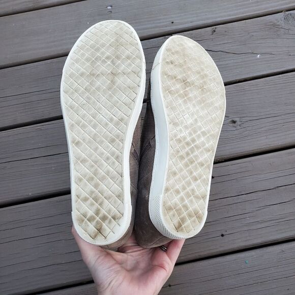 Steve Madden Waverly Taupe Suede Leather Platform Sneaker Wedge Ankle Booties 10 - Picture 7 of 9